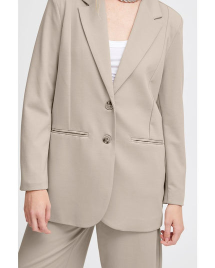 ICHI Beige Recycled Polyester Blazer