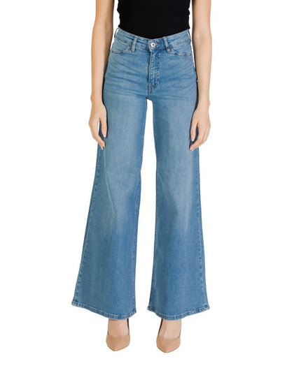 ICHI Light Blue Cotton Bootcut Jeans