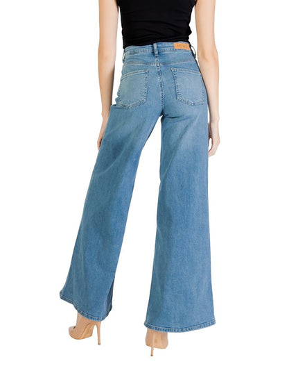 ICHI Light Blue Cotton Bootcut Jeans