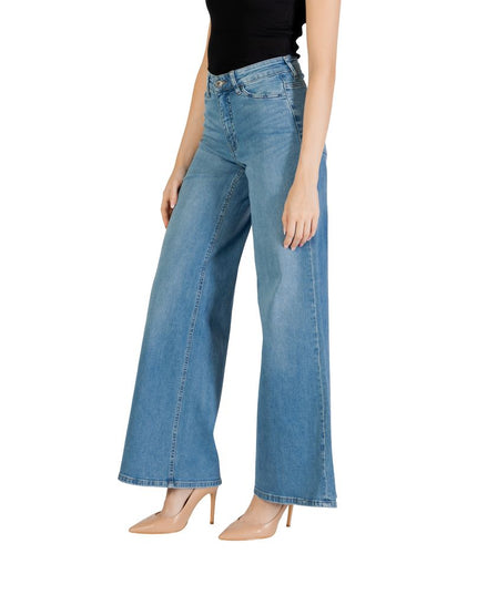 ICHI Light Blue Cotton Bootcut Jeans