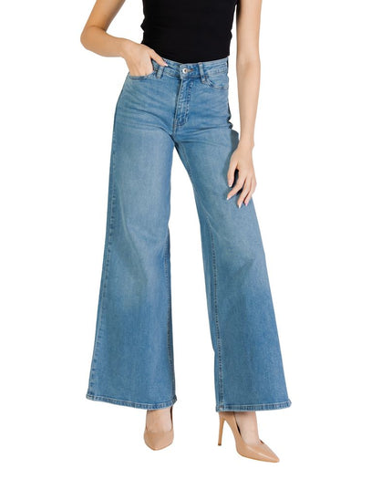 ICHI Light Blue Cotton Bootcut Jeans