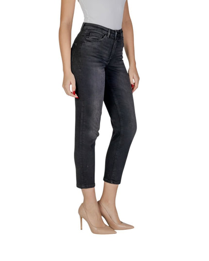 ICHI Black Cotton Mom Jeans