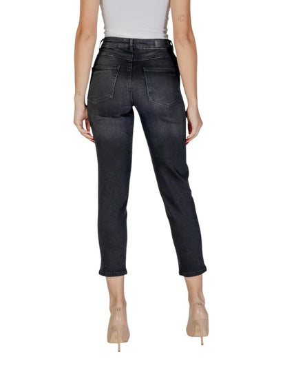 ICHI Black Cotton Mom Jeans