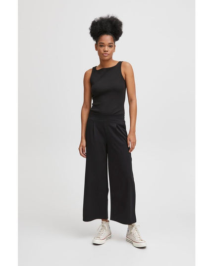 ICHI Black Recycled Polyester Flared Pants