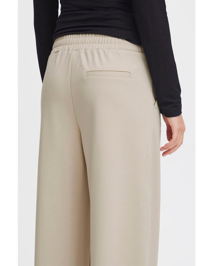 ICHI Beige Recycled Polyurethane Casual Pants