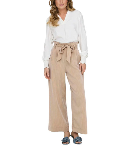 Only Beige Viscose Casual Pants