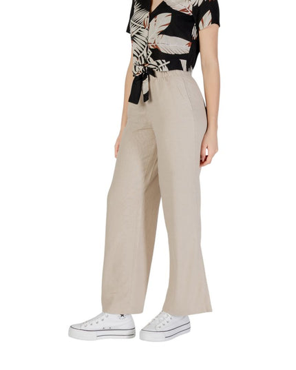 Only Beige Linen Casual Pants