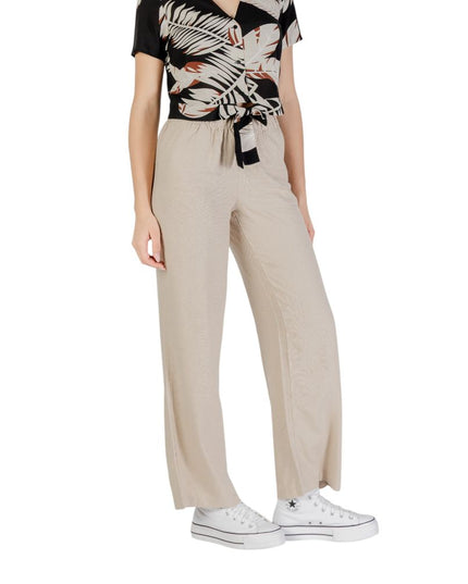 Only Beige Linen Casual Pants