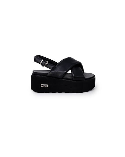 Cult Black Leather Platform Sandals