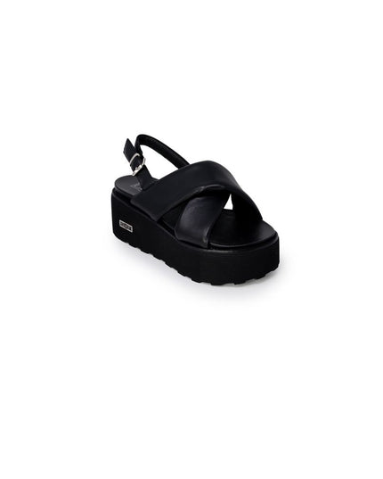 Cult Black Leather Platform Sandals