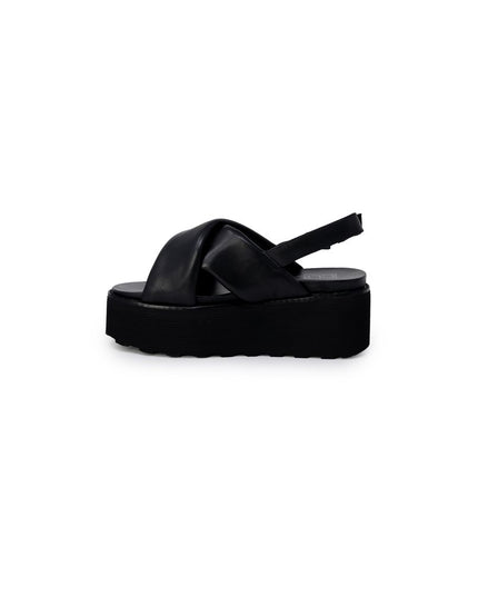 Cult Black Leather Platform Sandals
