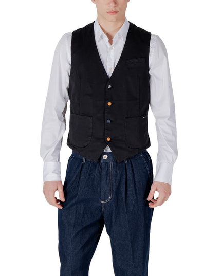 Gianni Lupo Black Cotton Waistcoat