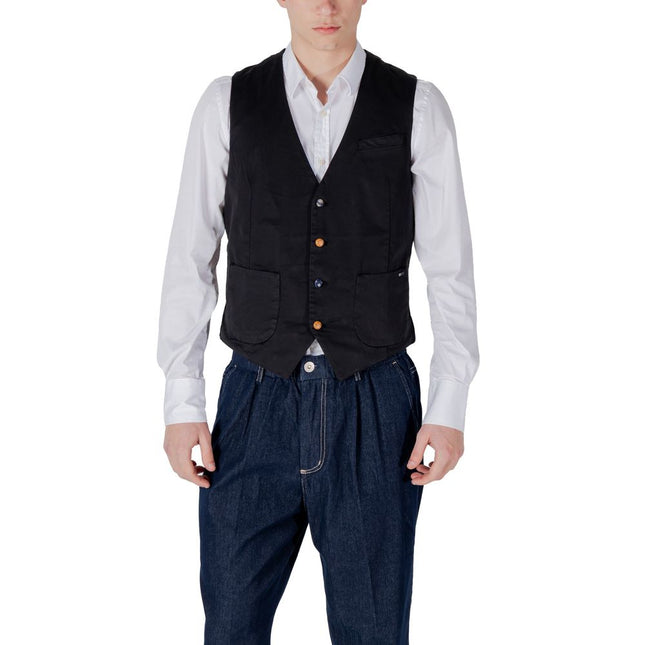 Gianni Lupo Black Cotton Waistcoat