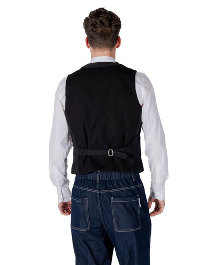 Gianni Lupo Black Cotton Waistcoat