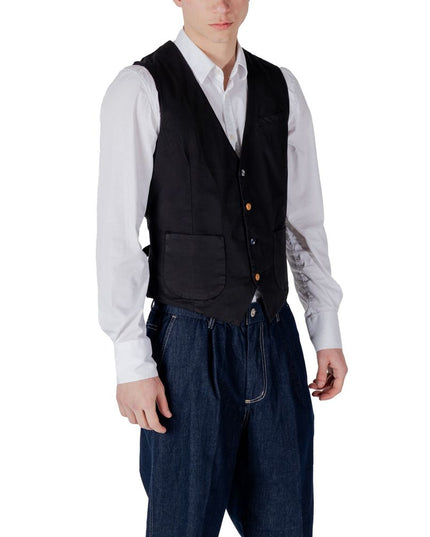 Gianni Lupo Black Cotton Waistcoat