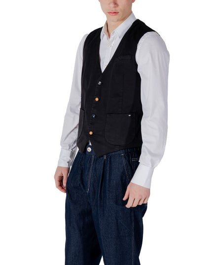Gianni Lupo Black Cotton Waistcoat
