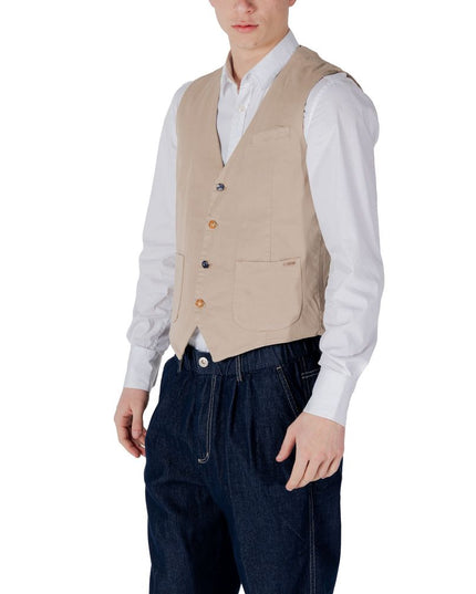 Gianni Lupo Beige Cotton Waistcoat