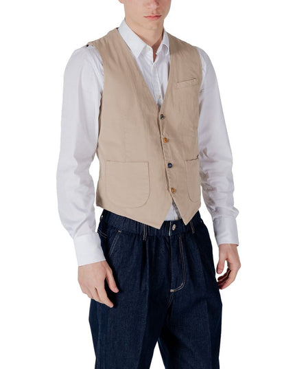 Gianni Lupo Beige Cotton Waistcoat