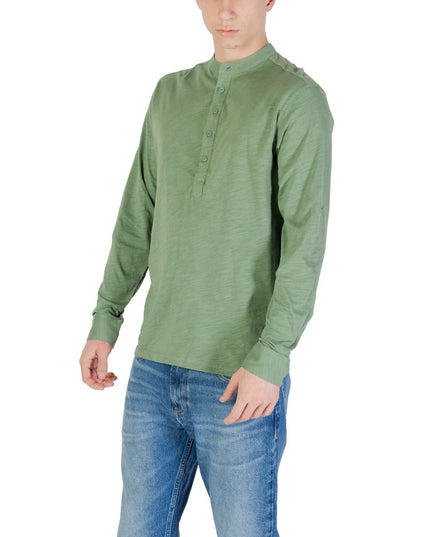 Gianni Lupo Green Cotton Long Sleeve T-Shirt
