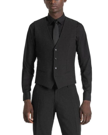 Antony Morato Black Polyester Waistcoat