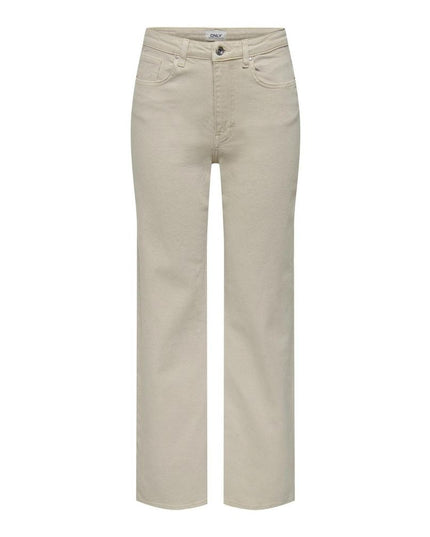 Only Beige Cotton Relaxed Fit Jeans