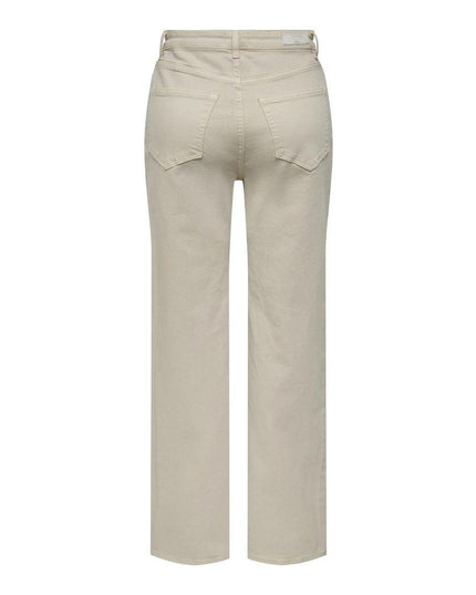 Only Beige Cotton Relaxed Fit Jeans