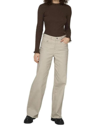 Only Beige Cotton Relaxed Fit Jeans