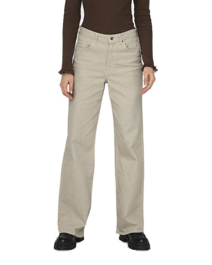 Only Beige Cotton Relaxed Fit Jeans