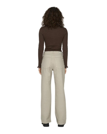 Only Beige Cotton Relaxed Fit Jeans