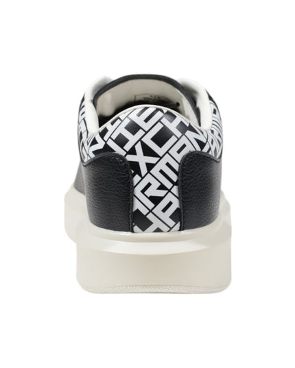 Armani Exchange Black And White Leather Low Top Sneakers