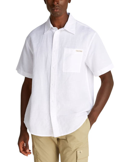 Calvin Klein Jeans White Linen Shortsleeve Shirt