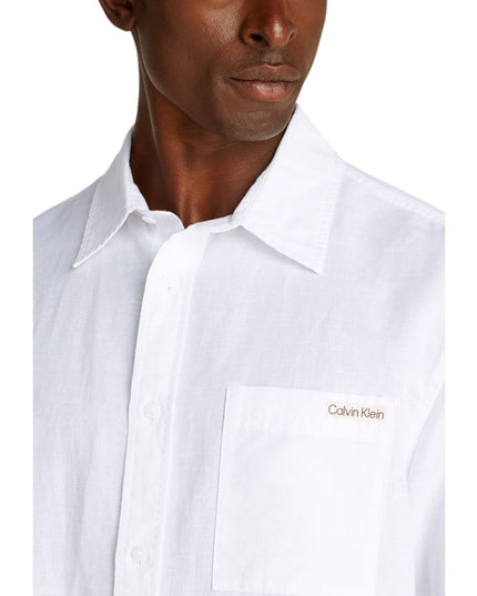 Calvin Klein Jeans White Linen Shortsleeve Shirt