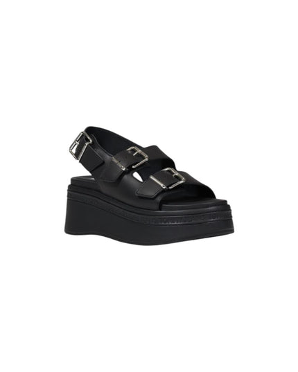 Tommy Hilfiger Jeans Black Leather Platform Sandals