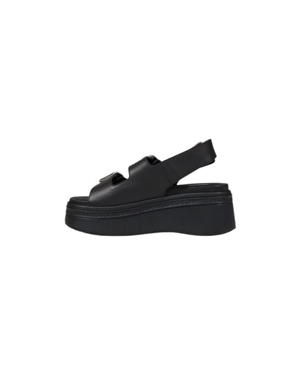 Tommy Hilfiger Jeans Black Leather Platform Sandals