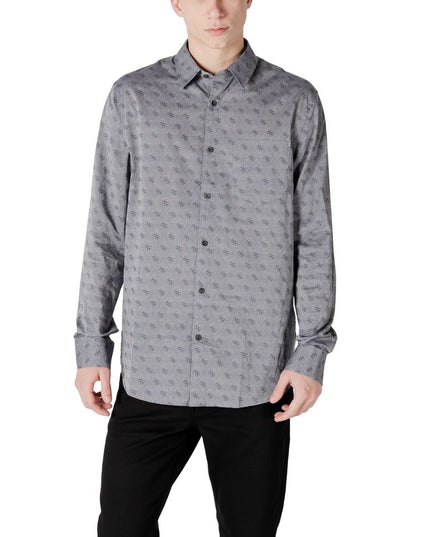 Guess Gray Cotton Pattern Shirt