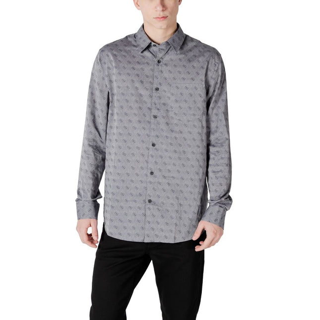 Guess Gray Cotton Pattern Shirt