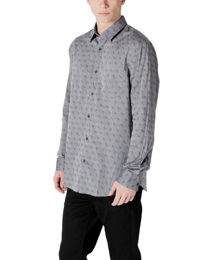 Guess Gray Cotton Pattern Shirt