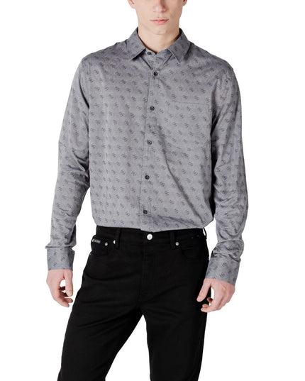 Guess Gray Cotton Pattern Shirt
