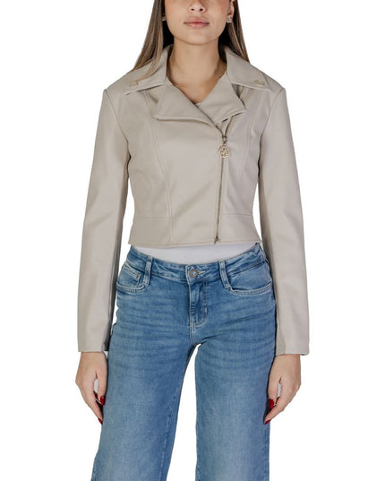 Guess Beige Polyethylene Biker Jacket