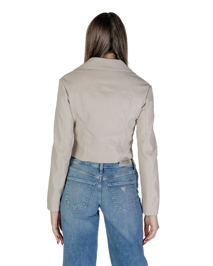 Guess Beige Polyethylene Biker Jacket