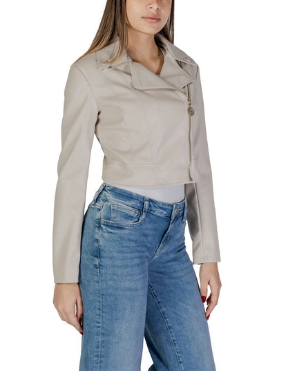 Guess Beige Polyethylene Biker Jacket
