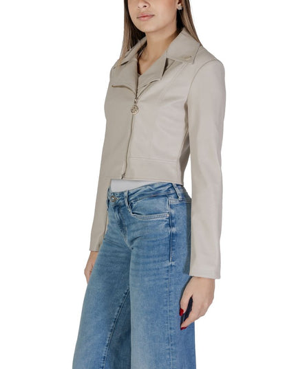 Guess Beige Polyethylene Biker Jacket