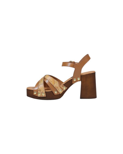 Alviero Martini Prima Classe Beige Leather Platform Sandals