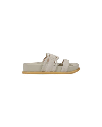 Liu Jo Gray Leather Flat Sandals