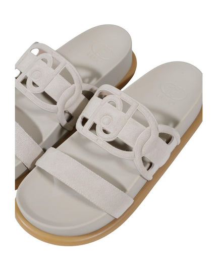 Liu Jo Gray Leather Flat Sandals