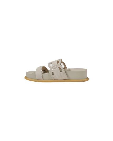 Liu Jo Gray Leather Flat Sandals