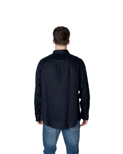 Armani Exchange Blue Linen Dress Shirt