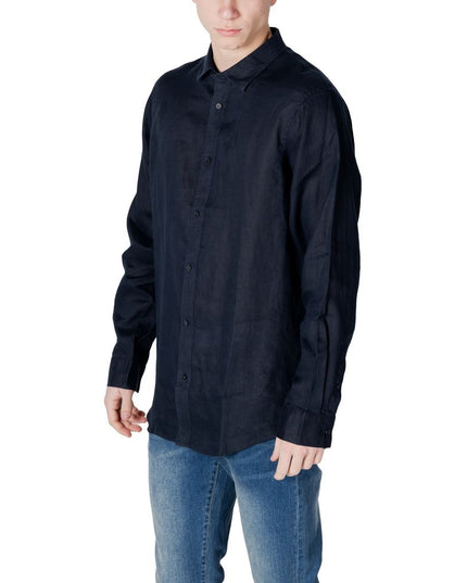 Armani Exchange Blue Linen Dress Shirt