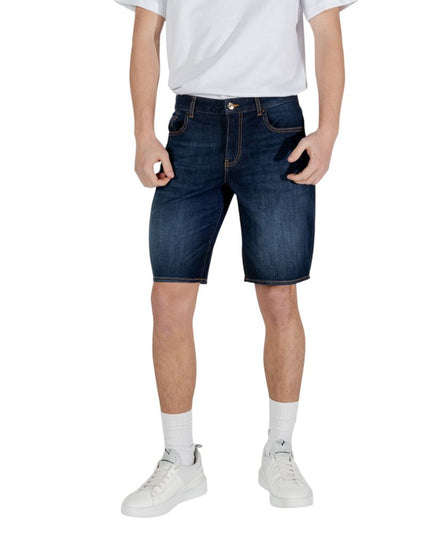 Armani Exchange Blue Cotton Bermuda Shorts