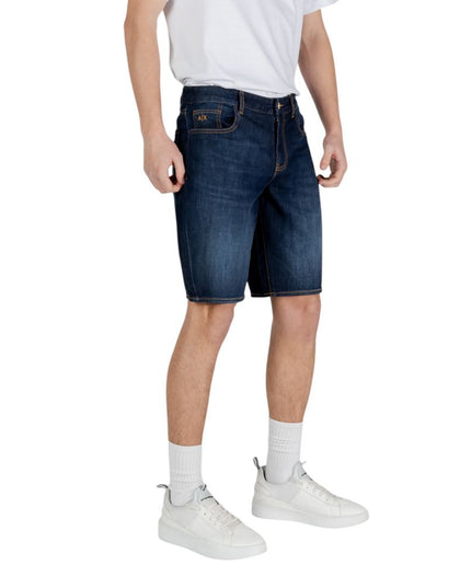 Armani Exchange Blue Cotton Bermuda Shorts